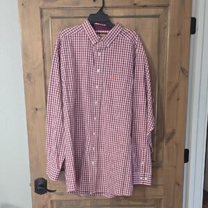 Ariat Men's Red and White Checkered Button Down Shirt